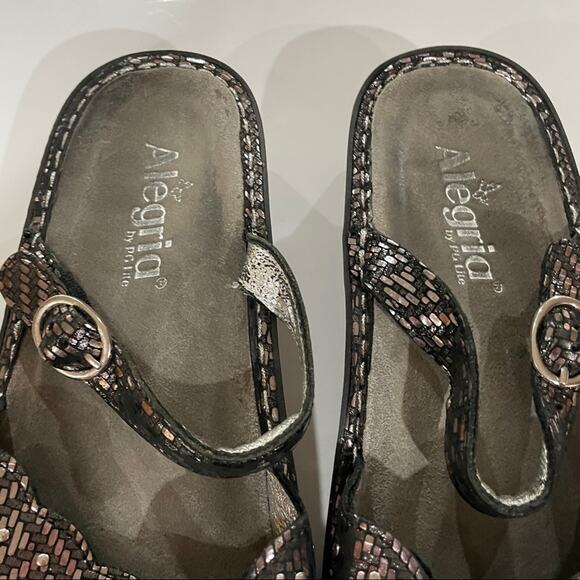 Alegria Tuscany Pewter Dazzler Metallic Mary Jane‎ Mules Size 38 - Picture 3 of 9